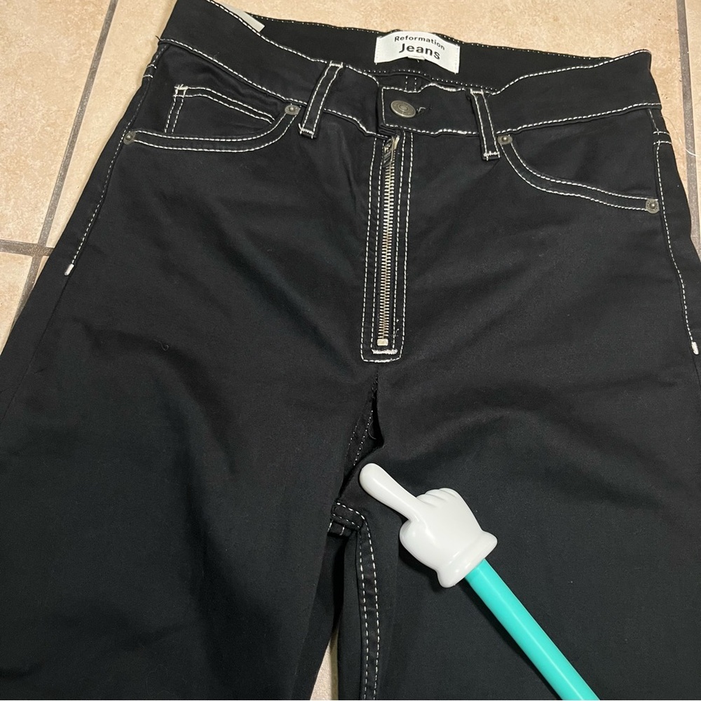 Reformation Toby Zip Front Ultra High Rise Bootcut Jean Black Size 26 *read - Picture 8 of 11